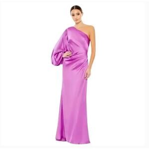 Ieena Mac Duggal Long Formal Evening Dress One Shoulder 26588 Orchid Size 4 NWT